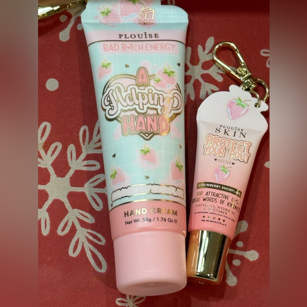 P.Louise Strawberry Snowflake Helping Hands Hand Cream and mini lip conditioner